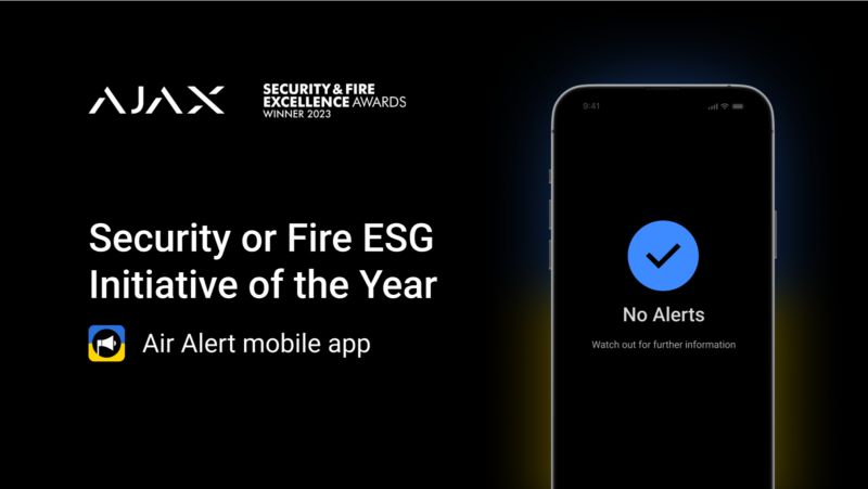 Ajax Systems vence Security & Fire Excellence Awards 2023 na categoria Iniciativa Ambiental, Social e de Governança de Segurança ou Incêndio do Ano